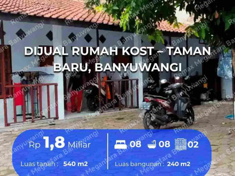 Dijual Rumah Kost Taman Baru, Banyuwangi