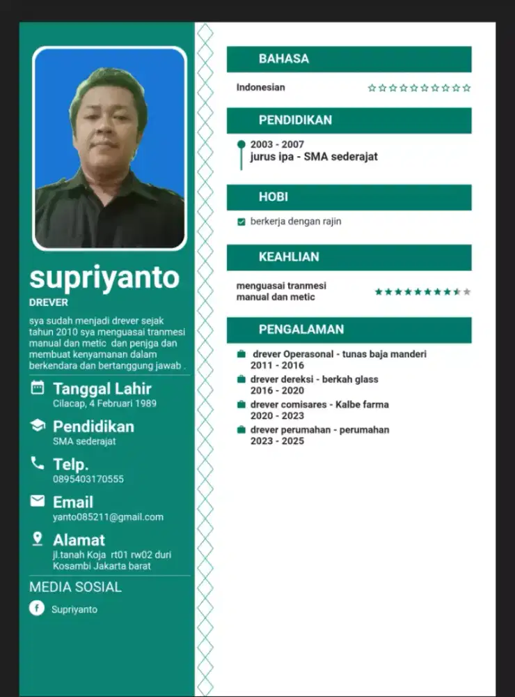 Cari lowongan drever pribadi dan operasional