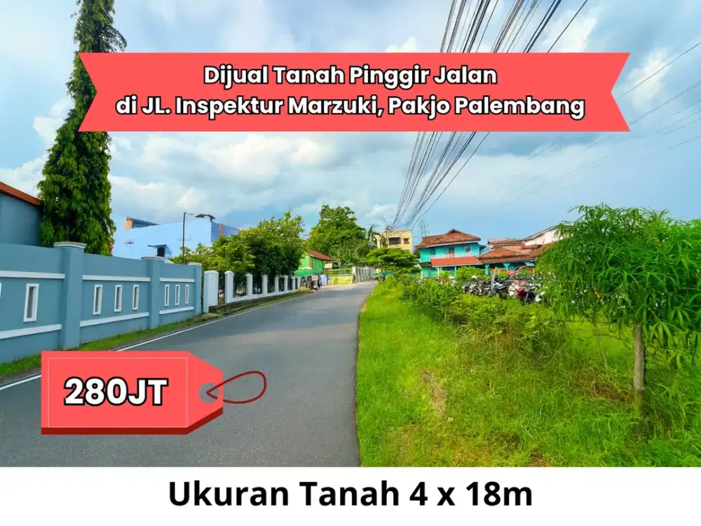 DIJUAL TANAH PINGGIR JALAN PAKJO PALEMBANG