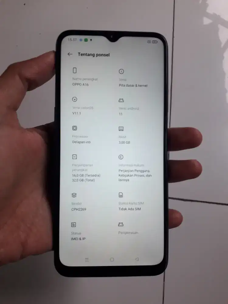 Oppo A16 3/32 Sidik jari Samping mulus no minus