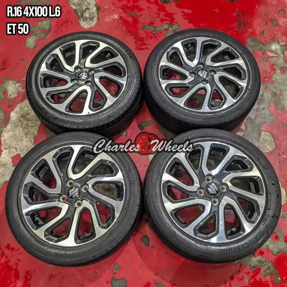 Jual velg + ban oem baleno r16 4x100 brio agya jazz yaris vios dll