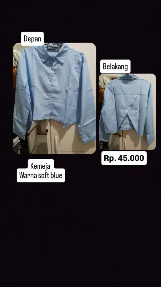Kemeja wanita warna soft blue