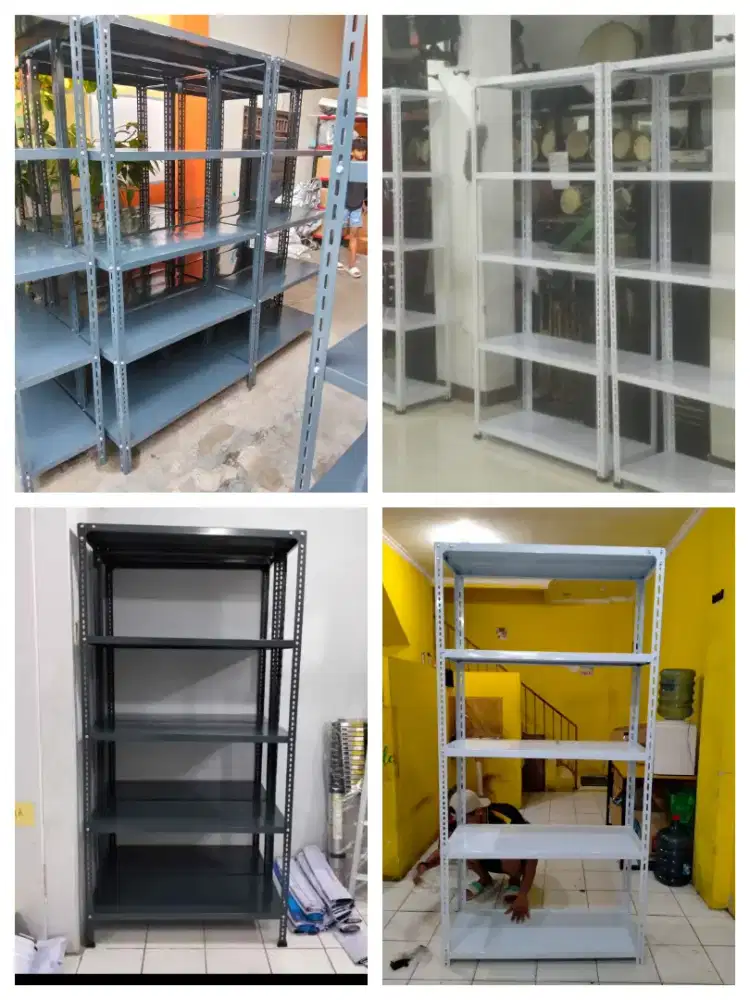 Rak besi siku lubang.Kokoh  Tebal 
5 & 4 susun 100x40x200cm 
Bayar COD