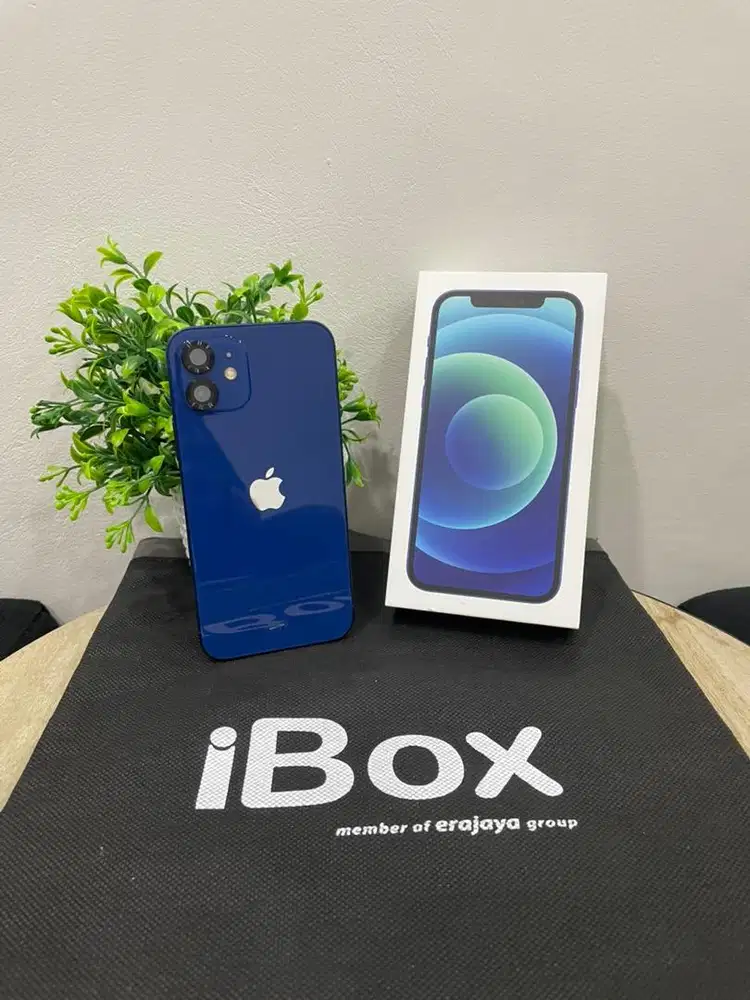 IPhone 12 128GB iBox Blue mulus Fullset Ori BH 100% Sinyal Permanent