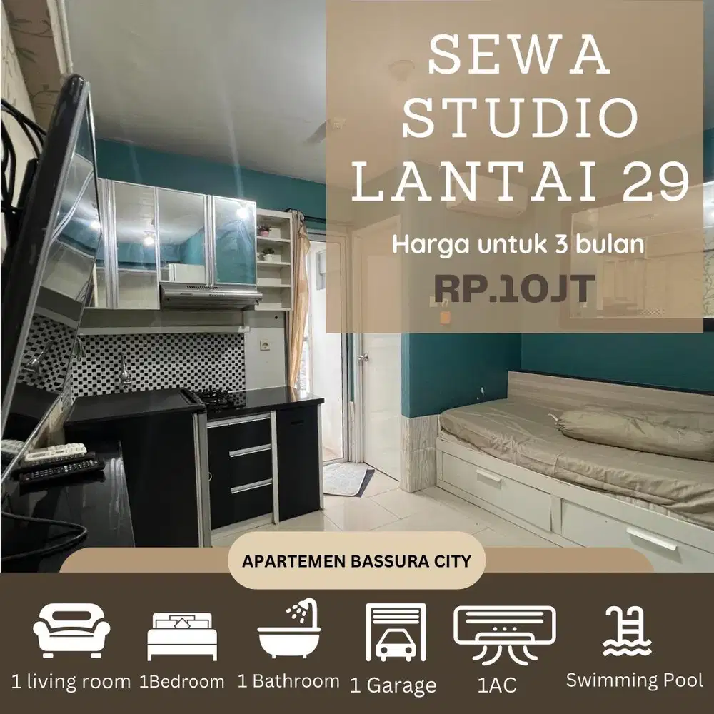 studio full furnish sewa samping mall apartemen bassura city