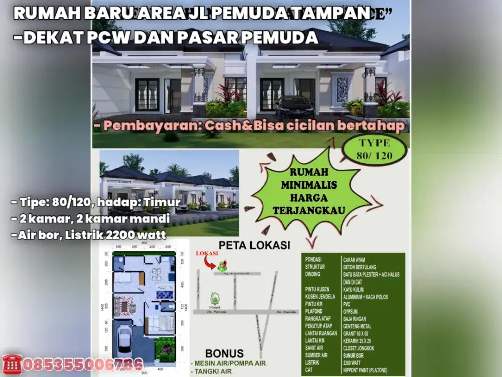 Jual rumah baru area pemuda tampan