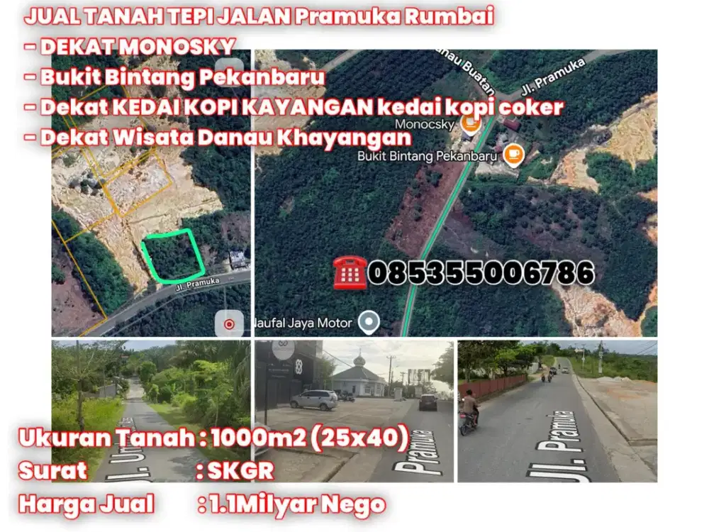 Jual tanah Tepi Jalan Pramuka Rumbai