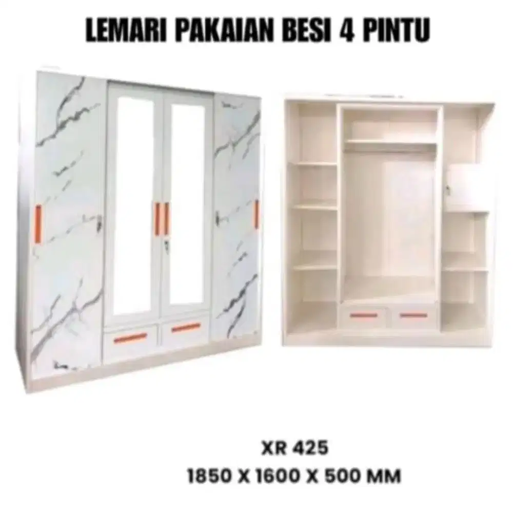 Lemari Pakaian Besi 4pintu