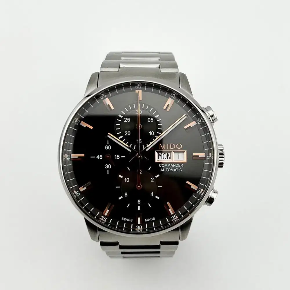 MIDO Commander Chronograph Day Date Gray Dial.