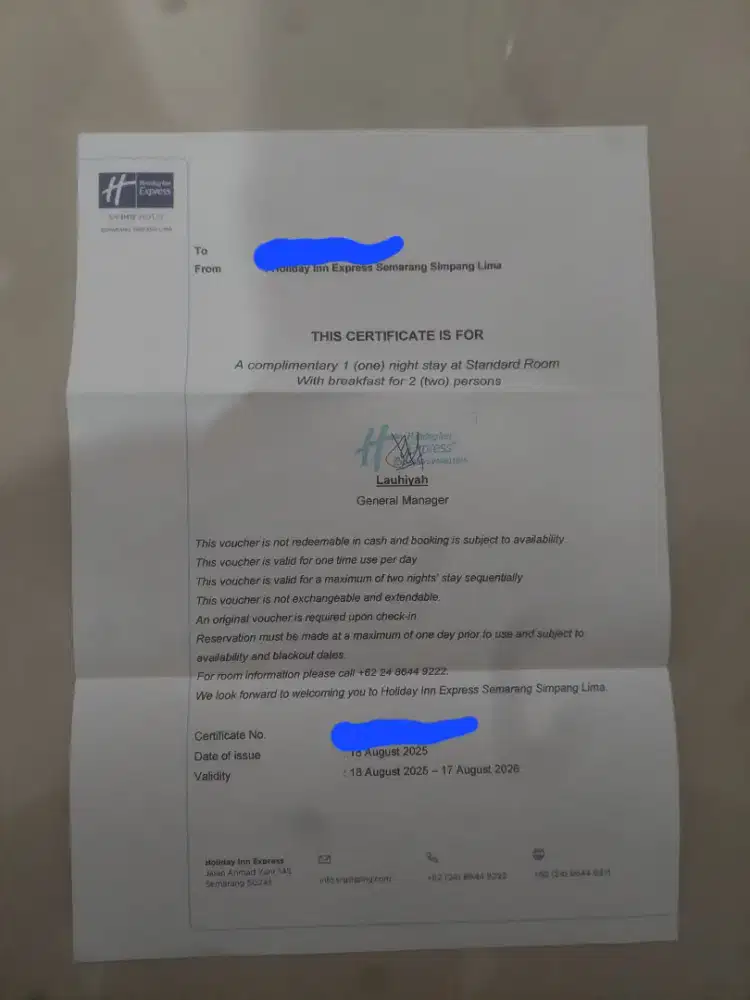 Voucher hotel holiday inn simpang lima