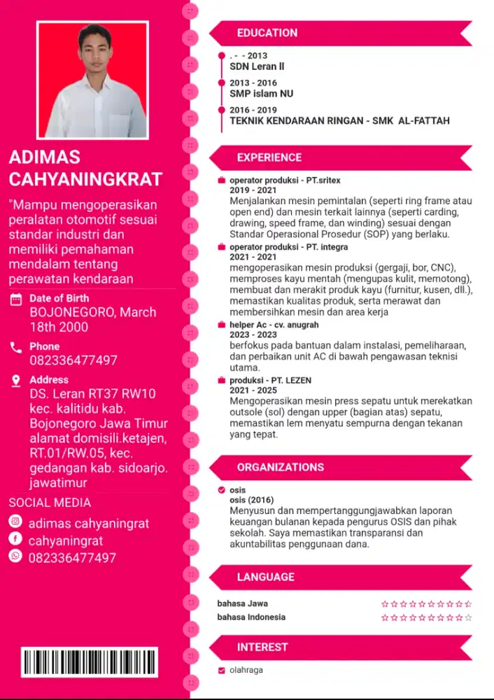 Mencari kerja. Sya sedang mencari pekerjaan