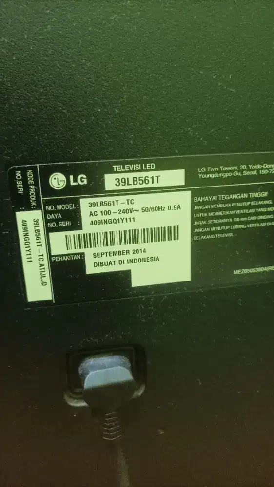 Jual cepat TV LCD LG 39 inc 39LB561T