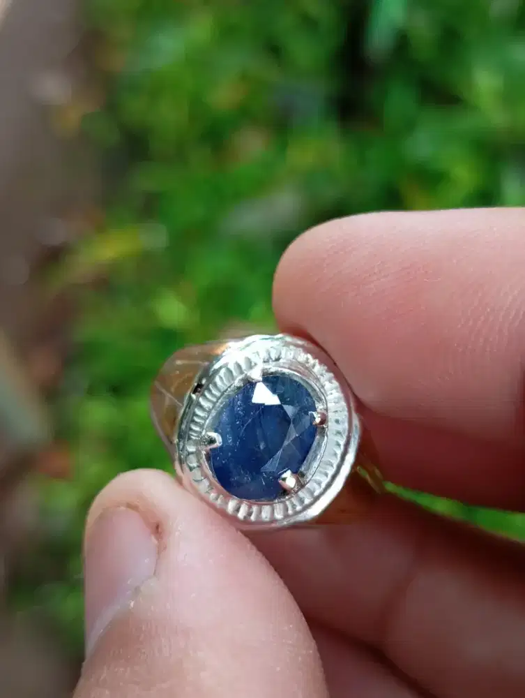 Blue safir ring perak suasa