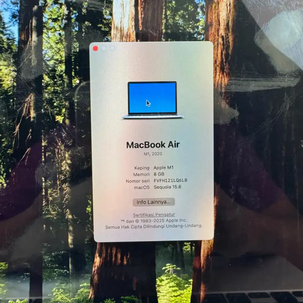 Macbook Air M1 13 Inch Ram 8 Ssd 512 lengkap full set Silver desain