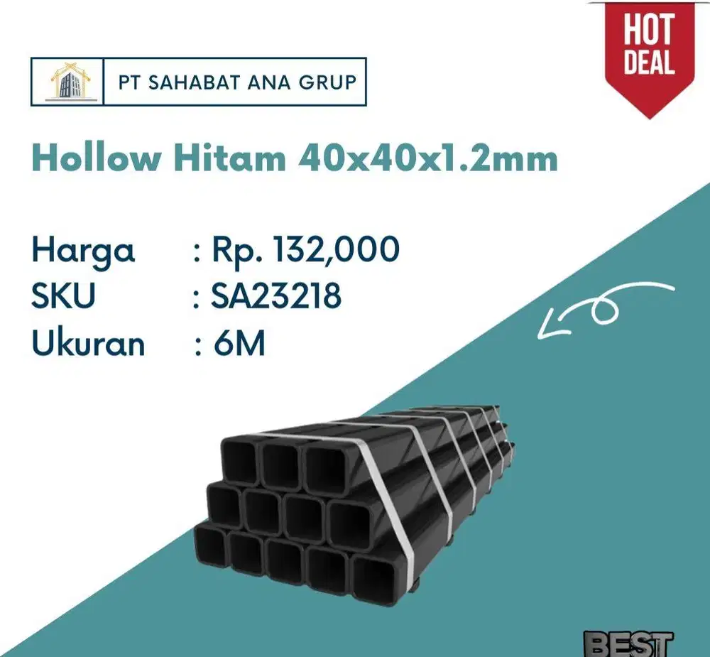 Hollow Hitam 40x40x1.2mm