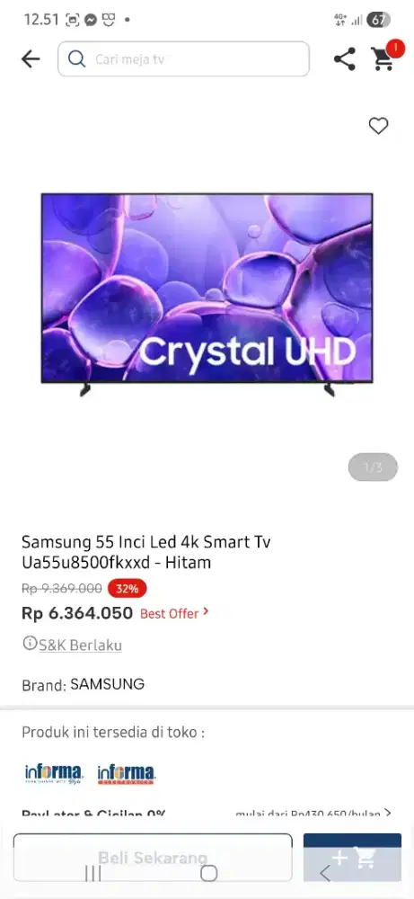 SAMSUNG LED SMART TV 55 INCI