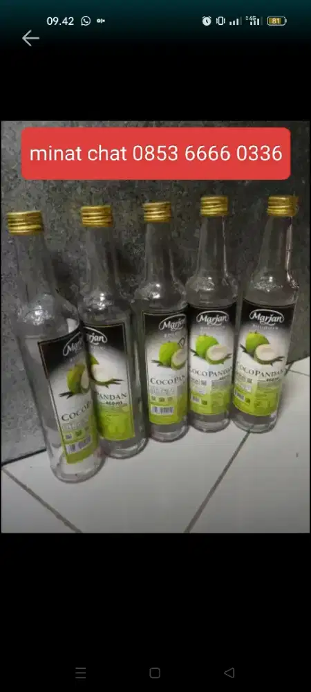Botol Marjan bekas untuk madu