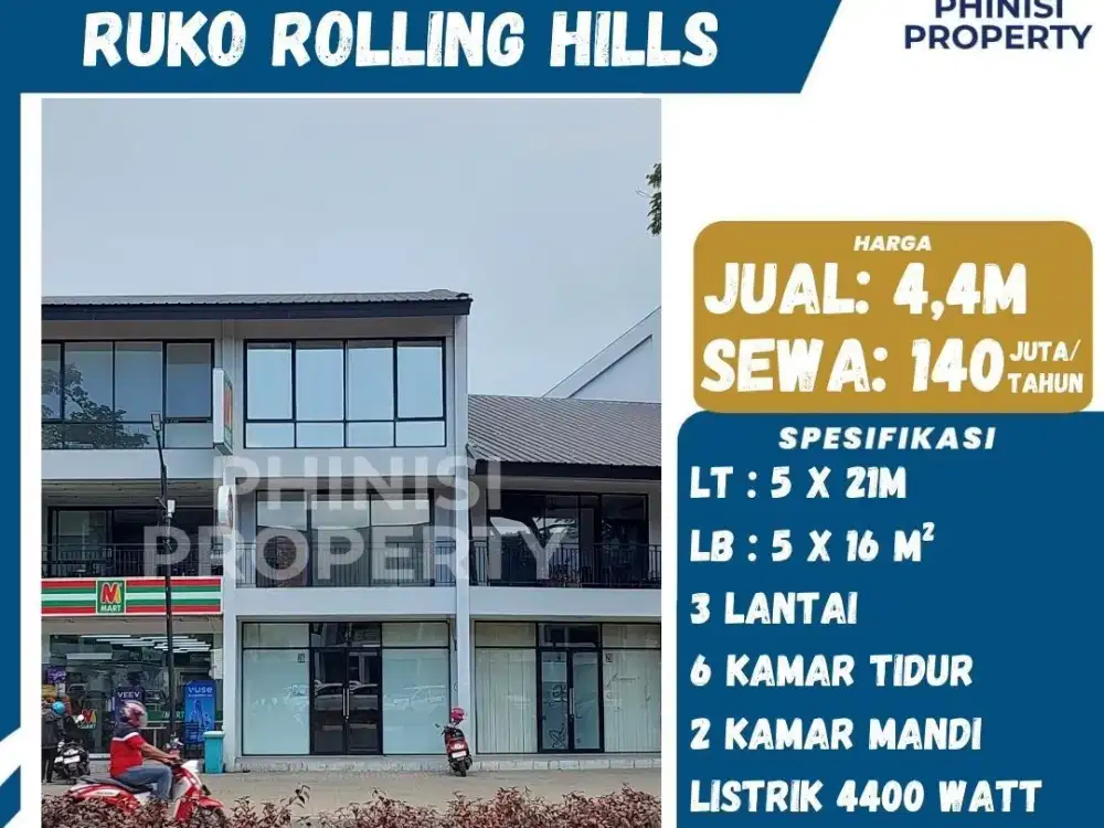 DIJUAL / DI SEWAKAN RUKO MURAH STRATEGIS DI ROLLING HILLS