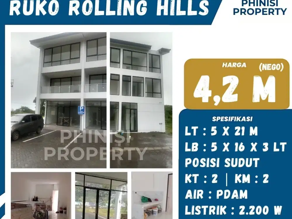 DIJUAL RUKO MURAH DI ROLLING HILLS POSISI SUDUT DAN COCOK BUAT SEGALA JENIS USAHA DENGAN AREA YANG RAMAI