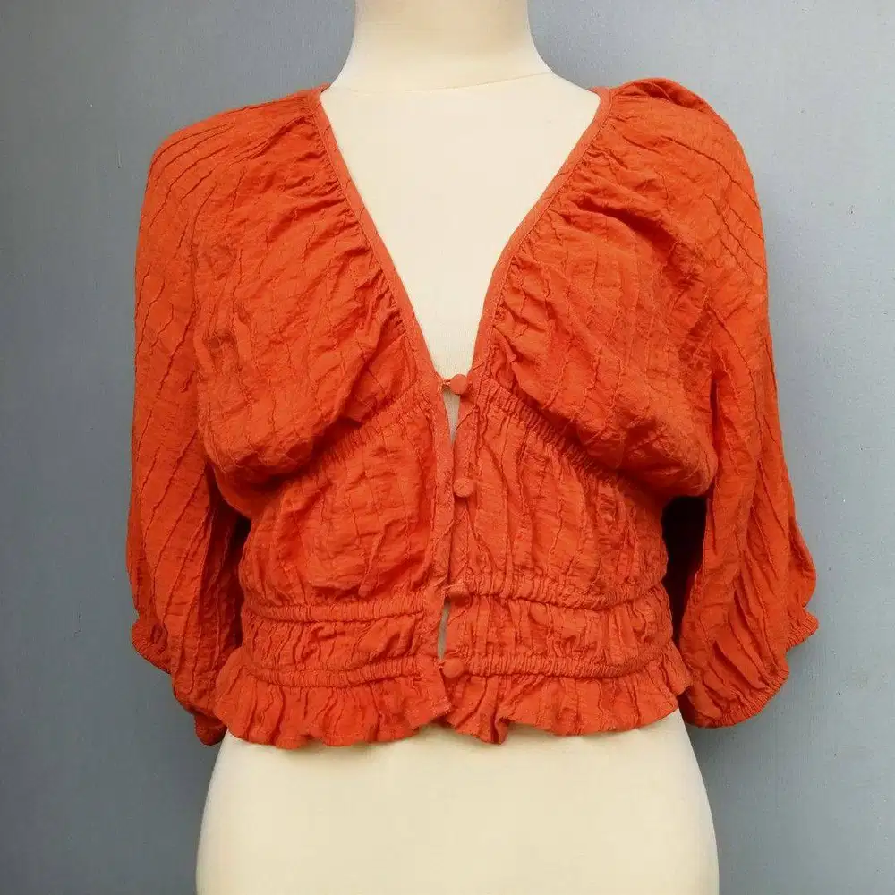 Blouse Croptop Mango Brick Orange Wanita