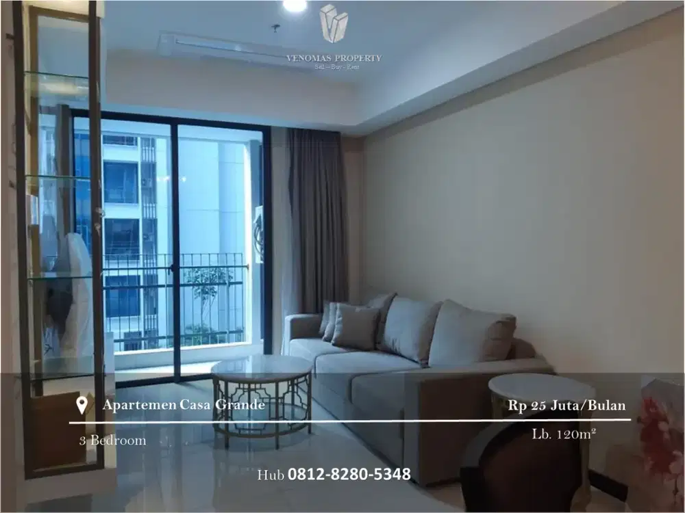 Disewakan Apartement Casa Grande Residence 3BR Full Furnished
