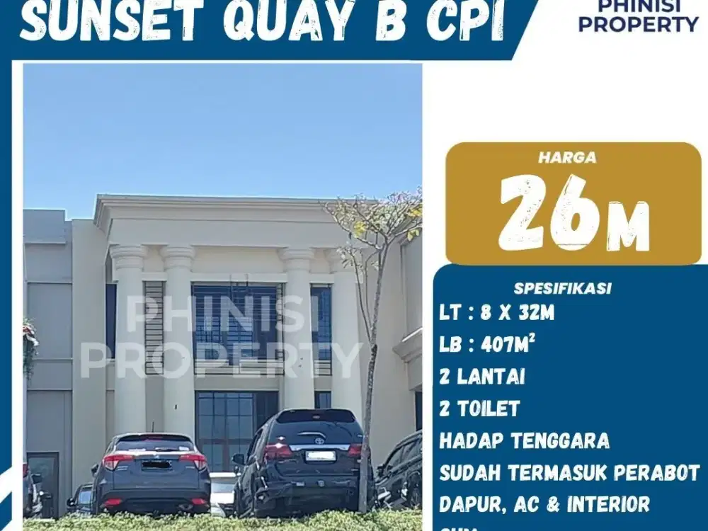 DIJUAL RUKO DI SUNSET QUAY B CITRALAND CITY CPI COCOK BUAT BUKA RESTORAN,ATAU CAFE