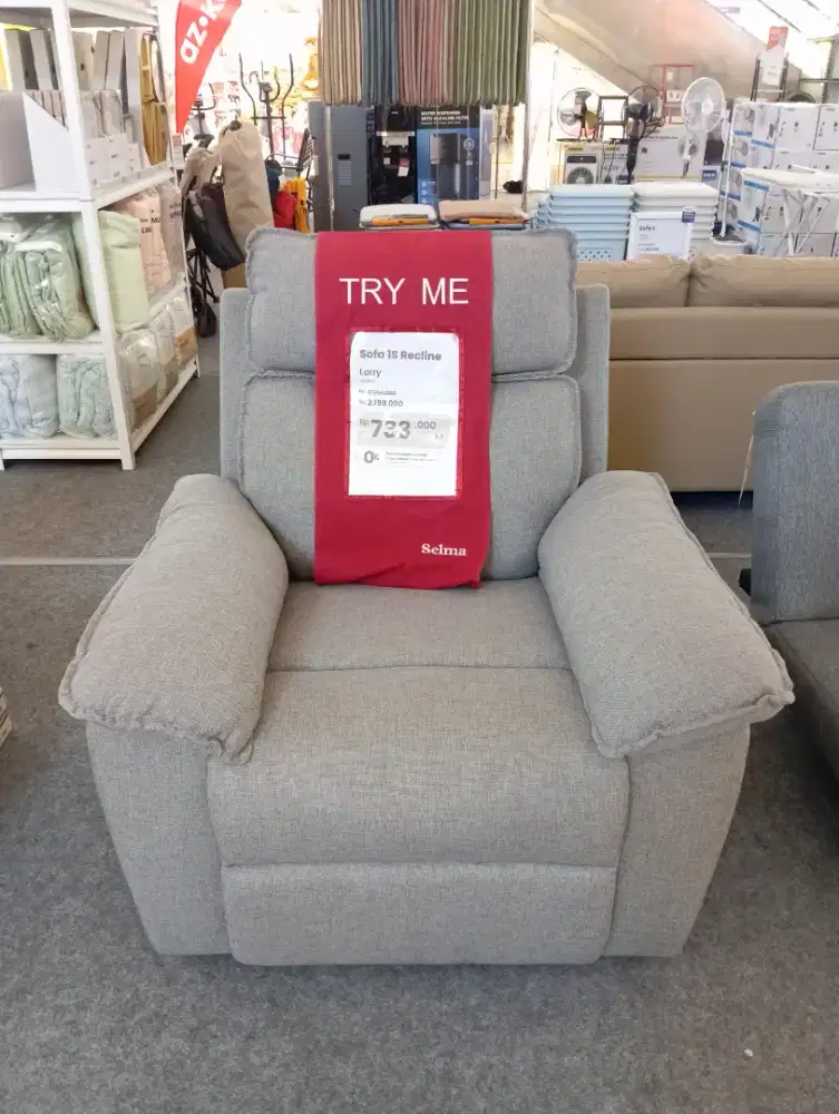 Ready stok baru! Sofa recline 1 dudukan bahan kain