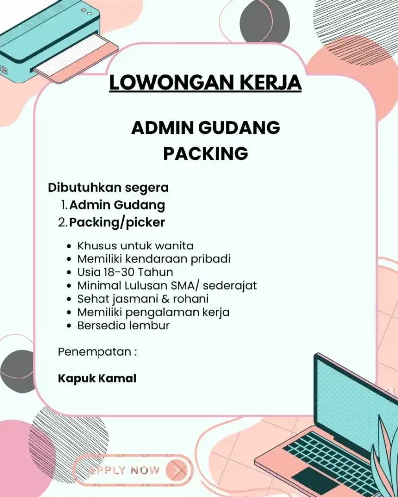 Lowongan Kerja Admin Gudang dan Picker/Packing
