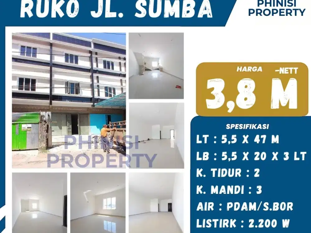 DIJUAL RUKO MURAH 3 LANTAI DI JALAN SUMBA