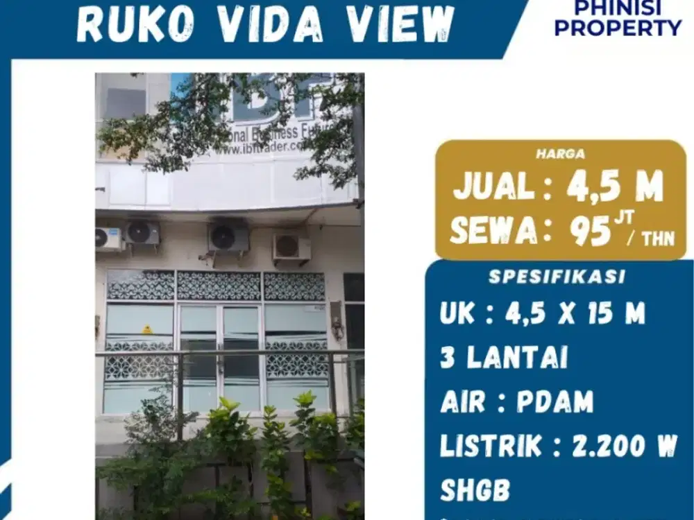DIJUAL/DISEWAKAN RUKO DI VIDA VIEW MAKASSAR COCOK BUAT USAHA