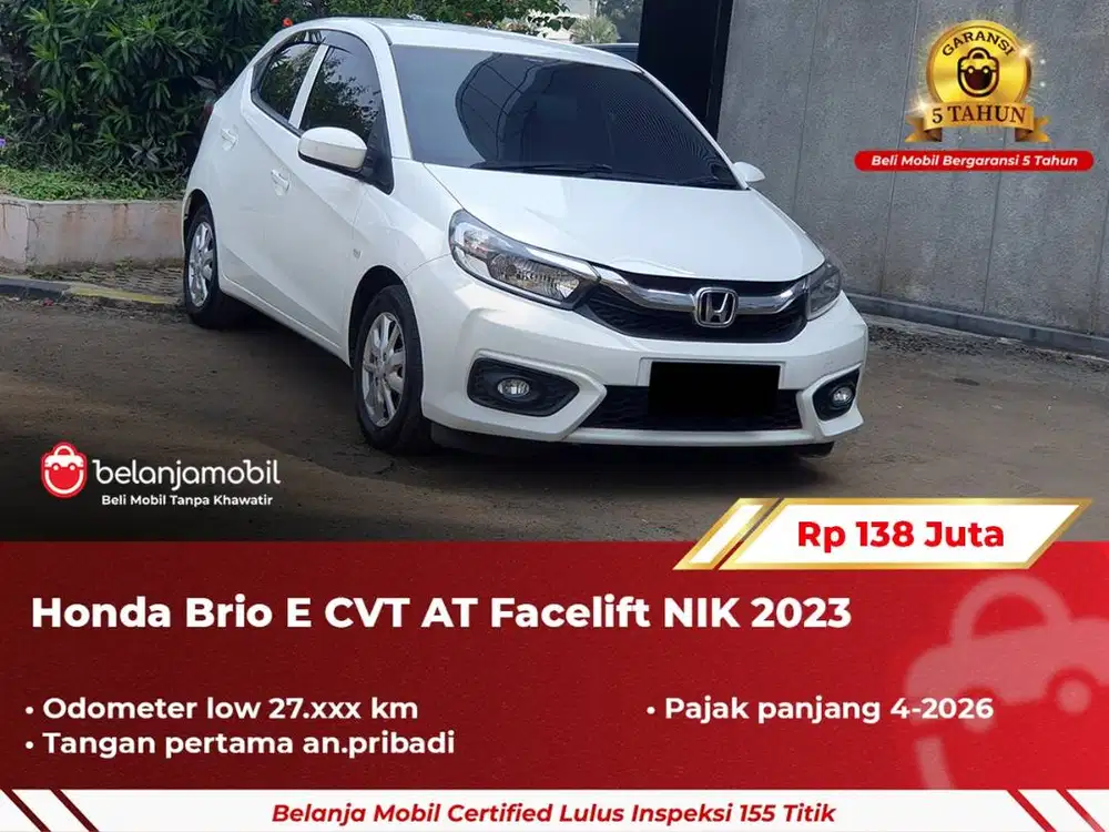 [ GARANSI 5TH ] Honda Brio E CVT AT Facelift 2023 2024