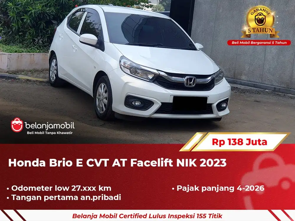 [ GARANSI 5TH ] Honda Brio E CVT AT Facelift 2023 2024