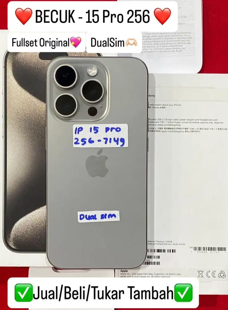 Iphone 15 Pro 256 Gb Natural Titanium Resmi beacukai