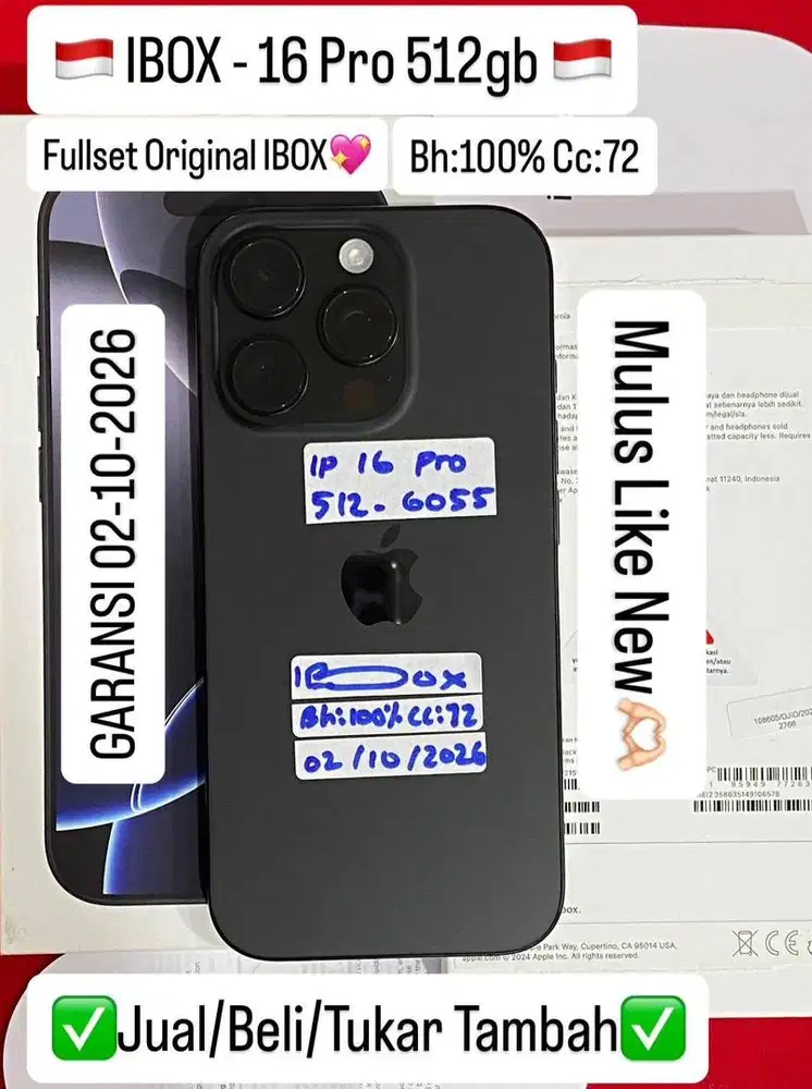 Iphone 16 Pro 512 Gb Black Titanium Ibox Garansi Panjang Bh 100%