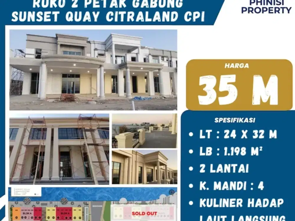 DIJUAL 2 PETAK RUKO DI SUNSET QUAY CITRALAND CPI
