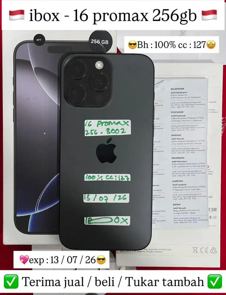 Iphone 16 Promax 256 Gb Black Titanium ibox garansi panjang bh 100%