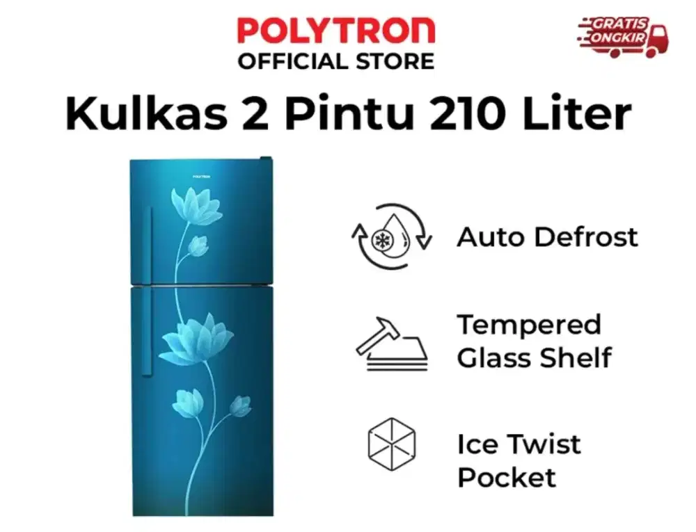 Jual kulkas Polytron 2 pintu masih mulus