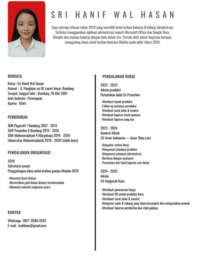 Mencari pekerjaan Administrasi, SPG, Kasir, dsb