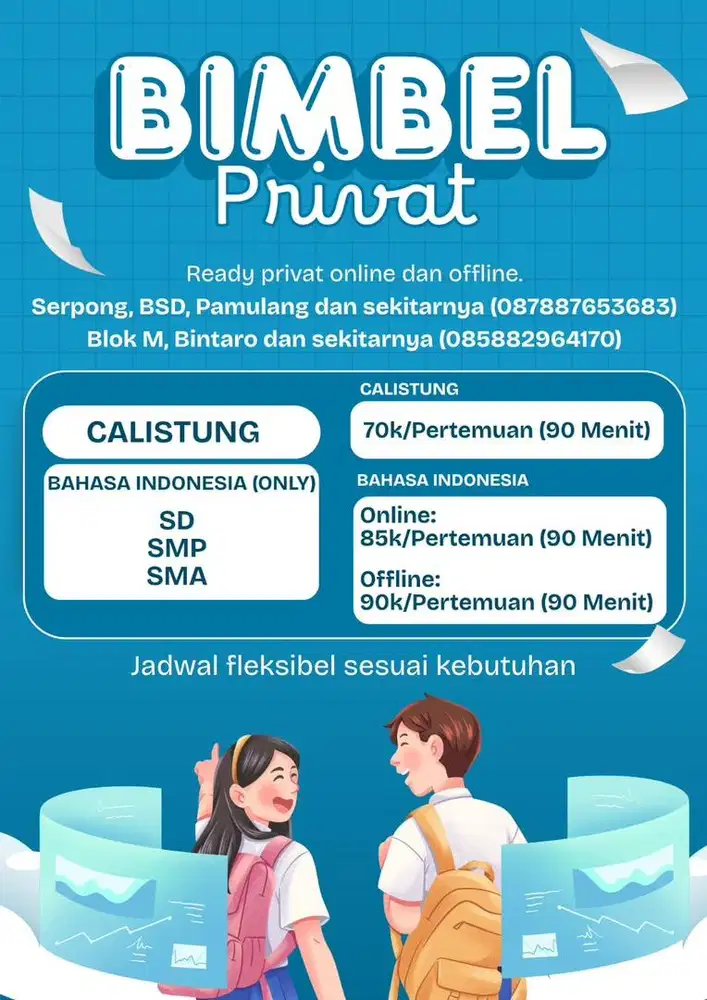 JASA BIMBEL PRIVAT (Jenjang Anak-anak sampai SMA)
