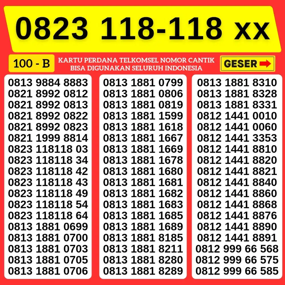 Nomor Cantik Simpati Kartu Perdana Telkomsel simpati tahun lahir 1888