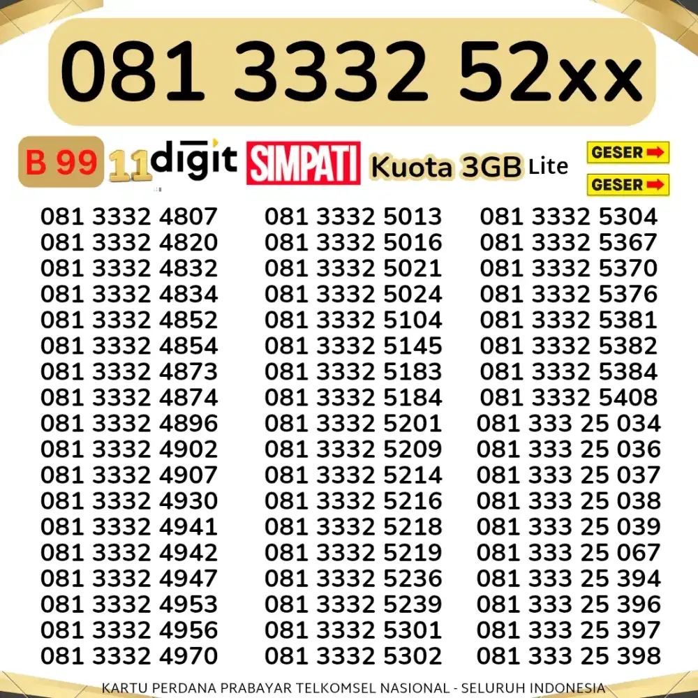 Nomor Cantik Simpati 11digit Kartu Perdana Telkomsel simpati 11angka