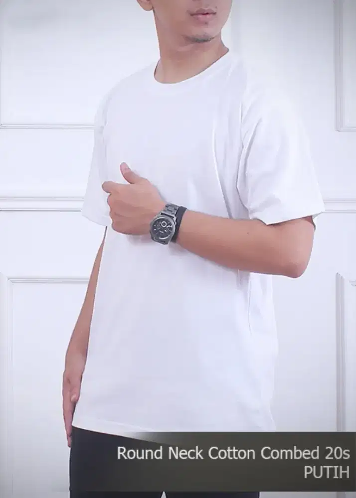 Kaos polos putih Cotton Combed 20s Allsize