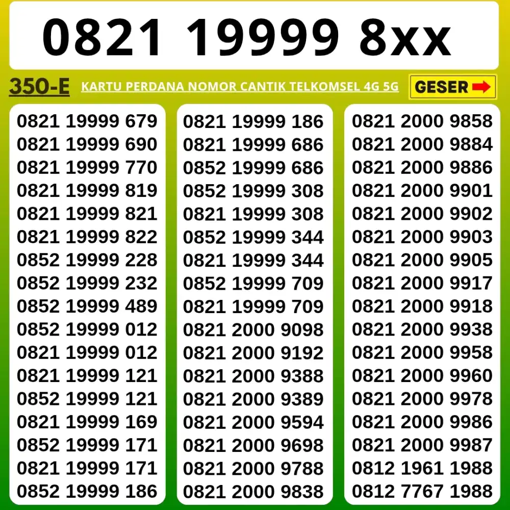 Nomor Cantik Simpati Kartu Perdana Telkomsel simpati tahun lahir mewah