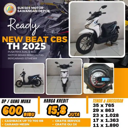 CASH KREDIT DP 600 HONDA NEW BEAT CBS TH 2025 UNIT MULUS ISTIMEWA