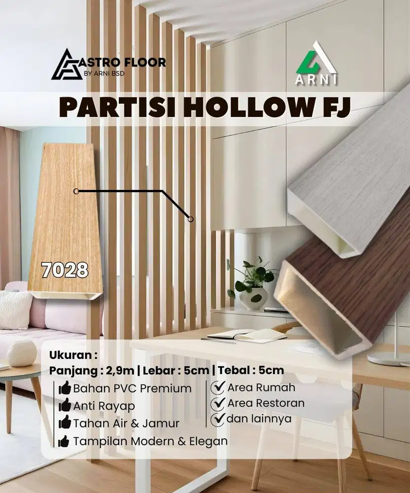 [FJ] Partisi Hollow PVC kisi kisi PVC 2,9meter Anti Rayap