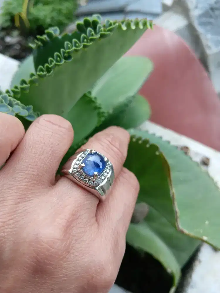 Cincin permata blue sahipphire,asli dengan sertifikat