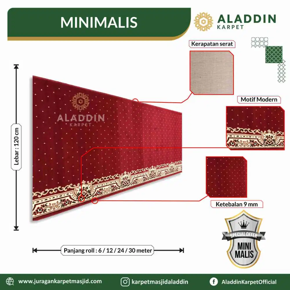 Karpet Masjid Murah Minimalis - Bisa Potong Sesuai Ukuran