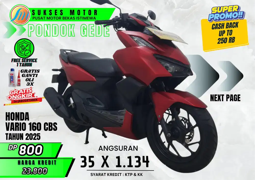 HONDA VARIO 160 CBS TAHUN 2023 GRES PAJAK ON GARANSI 5 BULAN