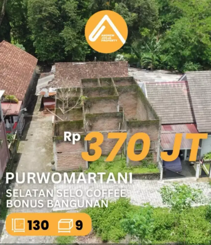 Jual tanah bonus bangunan /rumah setengah jadi
