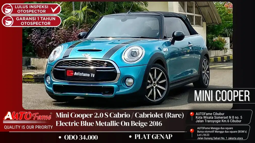 Mini Cooper 2.0 S Cabrio / Cabriolet (Rare) Electric NIK 2016